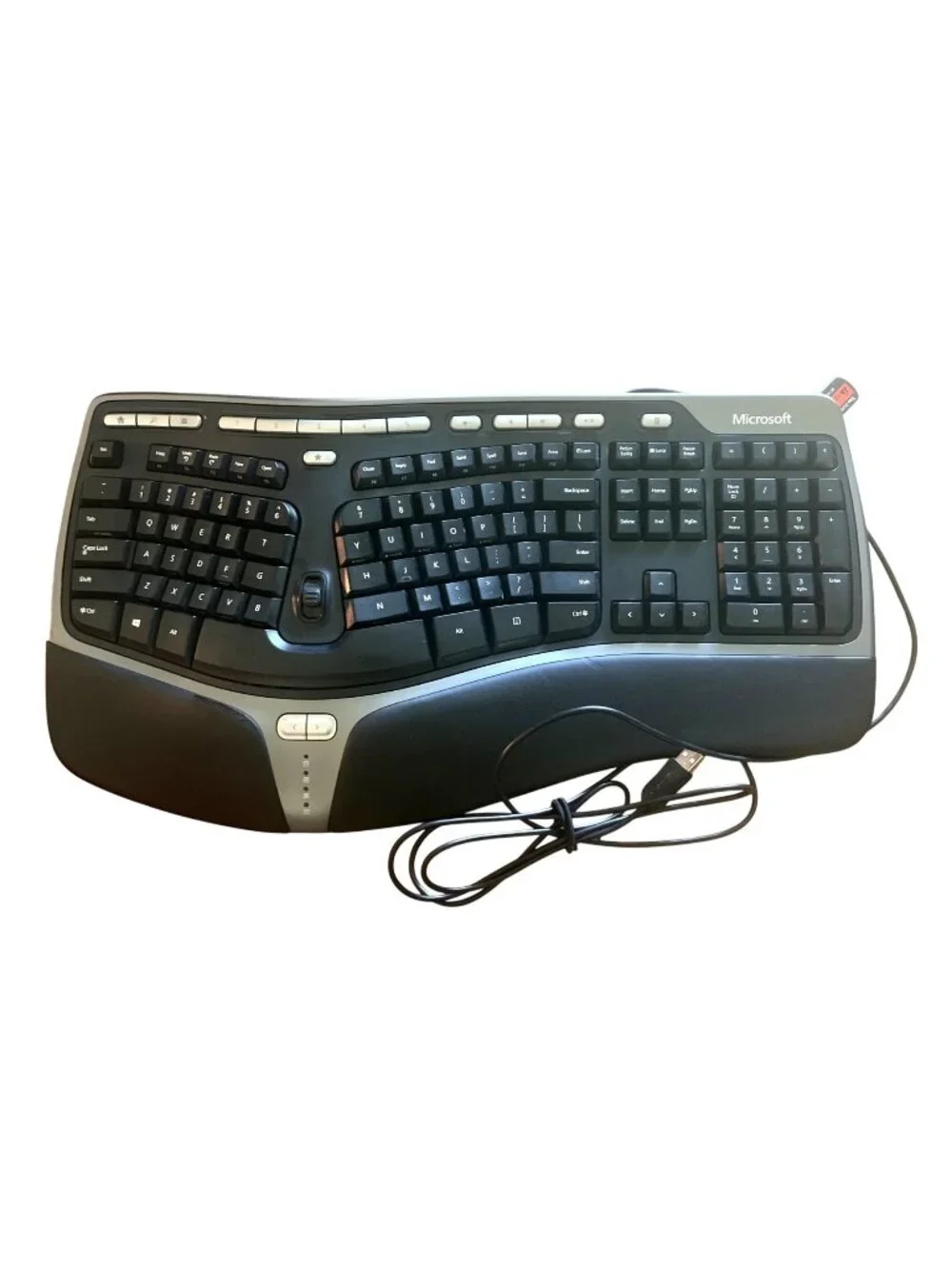 Microsoft Natural Ergonomic USB Wired Keyboard 4000 V1.0 Black KU-0462 Tested